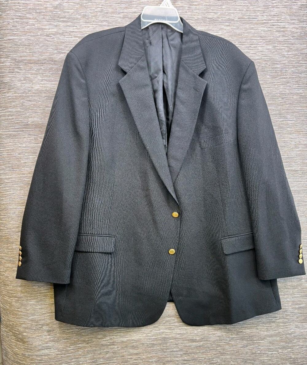 Winbledon Dillard's Blazer Mens Size 56L Black Gold Button Sport Coat Jacket